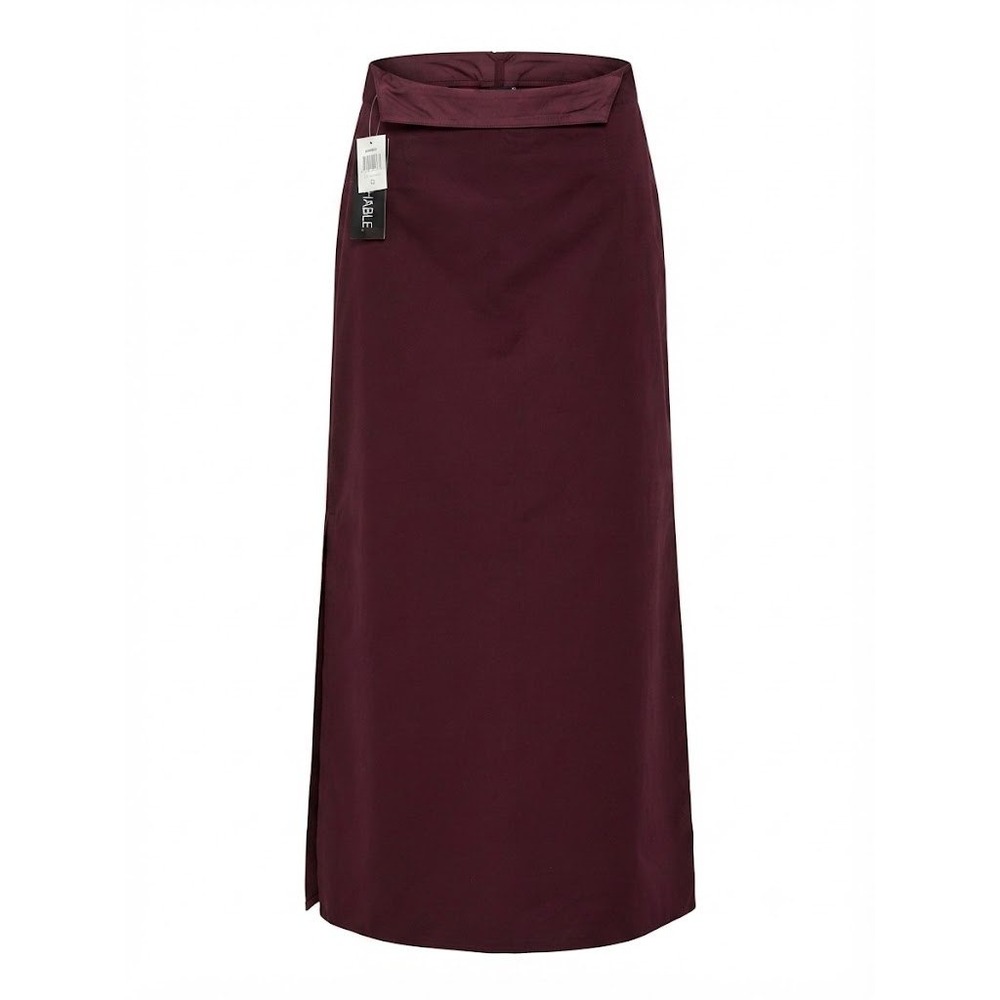 NWT INC International Concepts Burgundy Maxi Skirt Size 12 Side Slit Whimsigoth